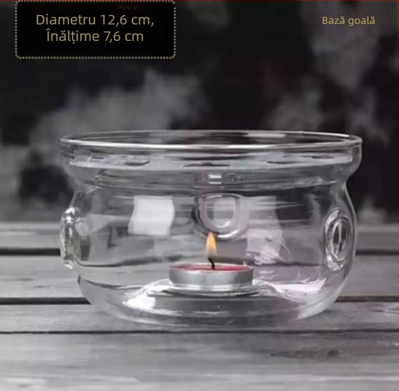 Bază pentru ceainic din sticlă borosilikată, încălzitor circular cu lumânare; accesoriu pentru setul de ceai cu imprimare a logo-ului