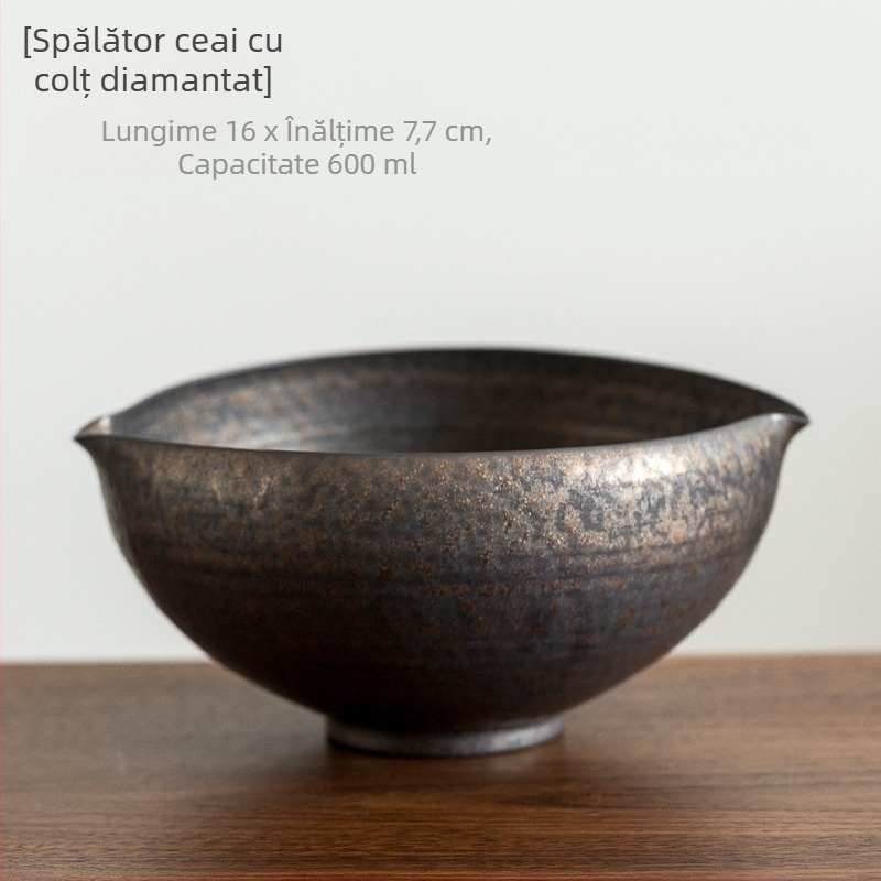 Vas ceramic pentru spălarea ceaiului, cu glazură ruginie și glazură auriu, depozitare ceramică, inserție floral Jian Shui pentru arta ceaiului, accesorii pentru ceremonia ceaiului