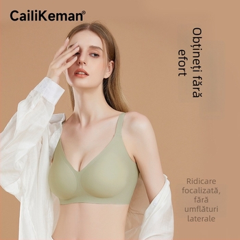 Caiiikeman Sutien fără armături pentru femei cu sâni mici, push-up, susținere laterală, anti-lăsare, respirabil