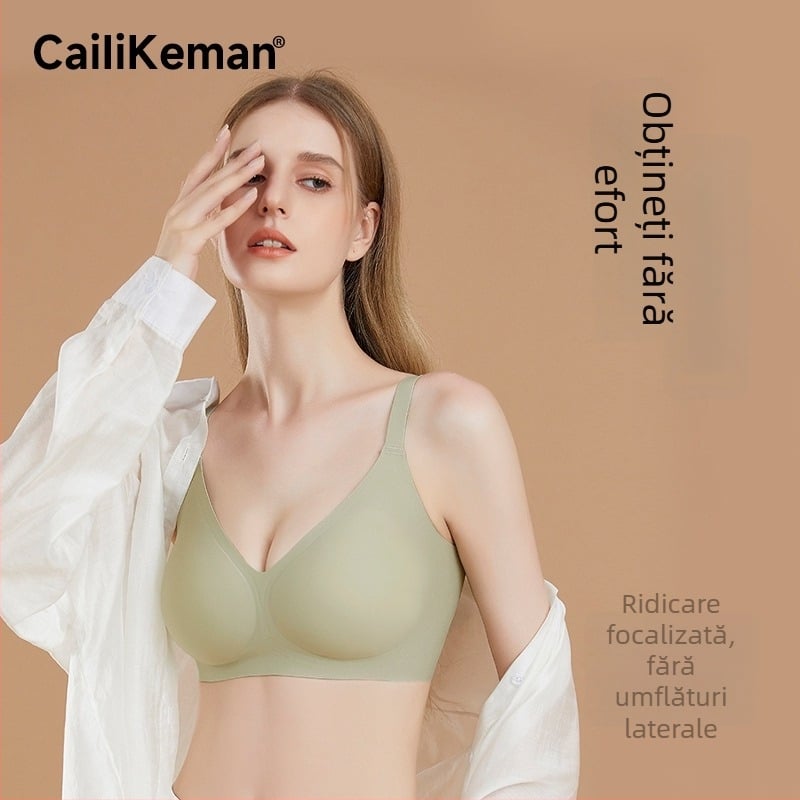 Caiiikeman Sutien fără armături pentru femei cu sâni mici, push-up, susținere laterală, anti-lăsare, respirabil