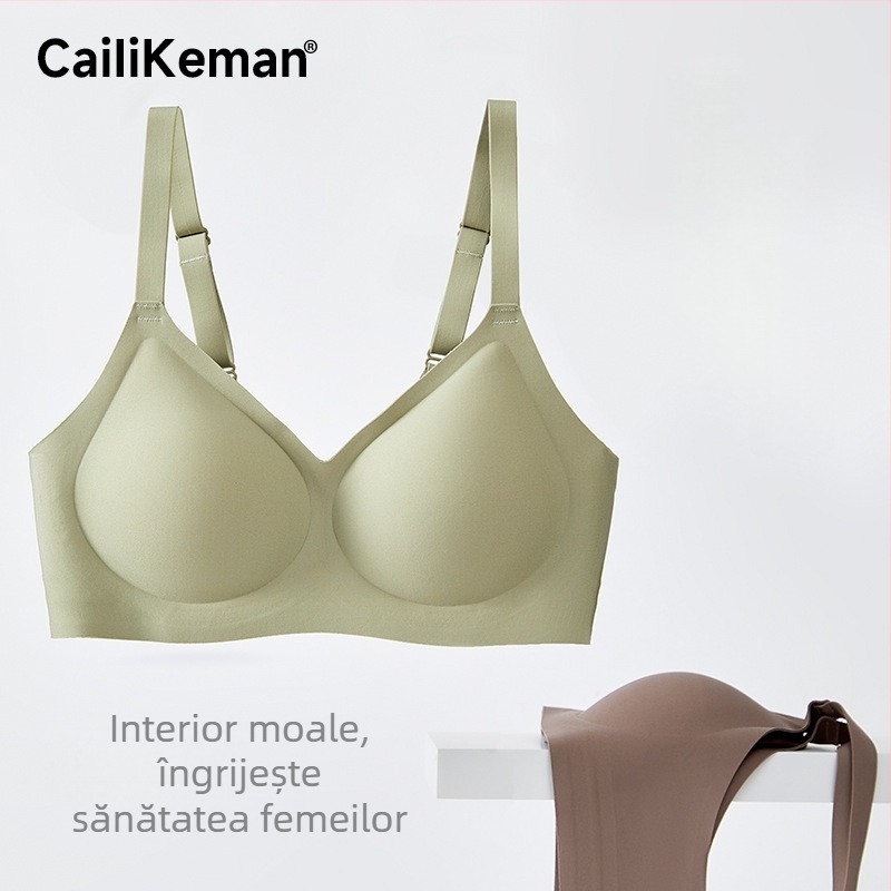 Caiiikeman Sutien fără armături pentru femei cu sâni mici, push-up, susținere laterală, anti-lăsare, respirabil