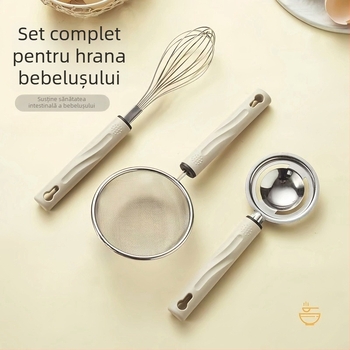 Lingură cu sită din oțel inoxidabil, cu sită fină pentru bucătărie — sită pentru făină, filtru pentru lapte de soia și tel pentru ouă