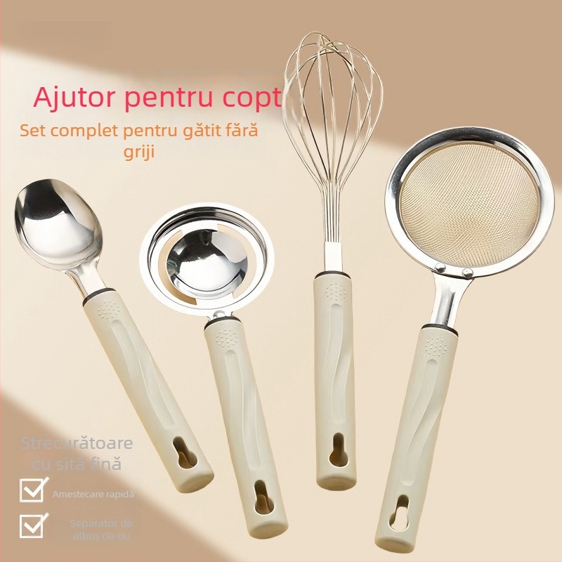 Lingură cu sită din oțel inoxidabil, cu sită fină pentru bucătărie — sită pentru făină, filtru pentru lapte de soia și tel pentru ouă