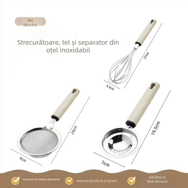 Lingură cu sită din oțel inoxidabil, cu sită fină pentru bucătărie — sită pentru făină, filtru pentru lapte de soia și tel pentru ouă