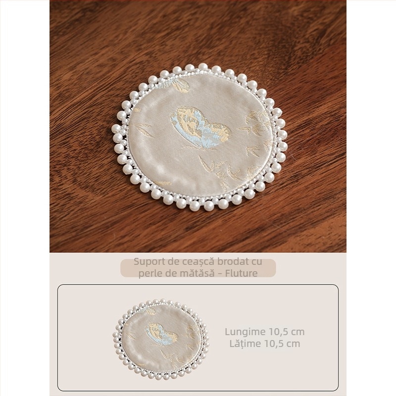 Suport circular pentru ceai din brocart, impermeabil, dublu fațet, stil chinezesc nou, suport pentru ceai, tavă pentru ceai, accesorii ceremonie ceai