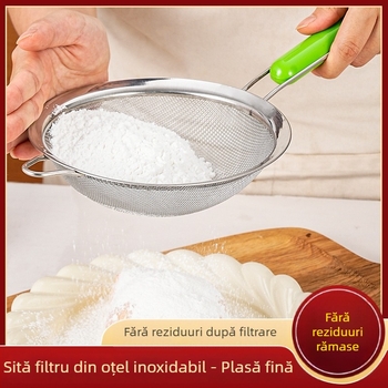 Lingură‑sită din oțel inoxidabil, cu mâner anti-arzire, separator de ulei pentru filtrarea sucurilor