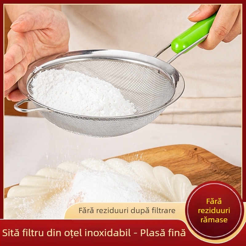 Lingură‑sită din oțel inoxidabil, cu mâner anti-arzire, separator de ulei pentru filtrarea sucurilor