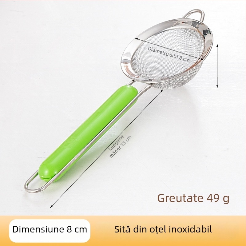 Lingură‑sită din oțel inoxidabil, cu mâner anti-arzire, separator de ulei pentru filtrarea sucurilor