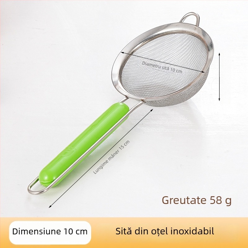 Lingură‑sită din oțel inoxidabil, cu mâner anti-arzire, separator de ulei pentru filtrarea sucurilor