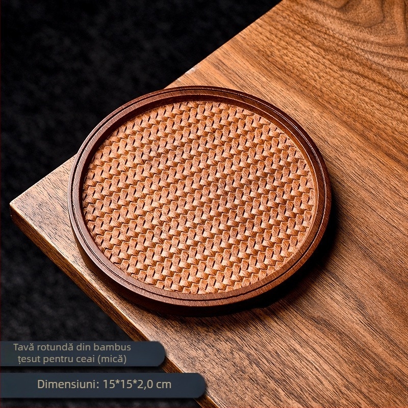 Suport rotund din bambus pentru ceainic – accesorii vintage de ceremonie a ceaiului, design pătrat, pentru casă și birou