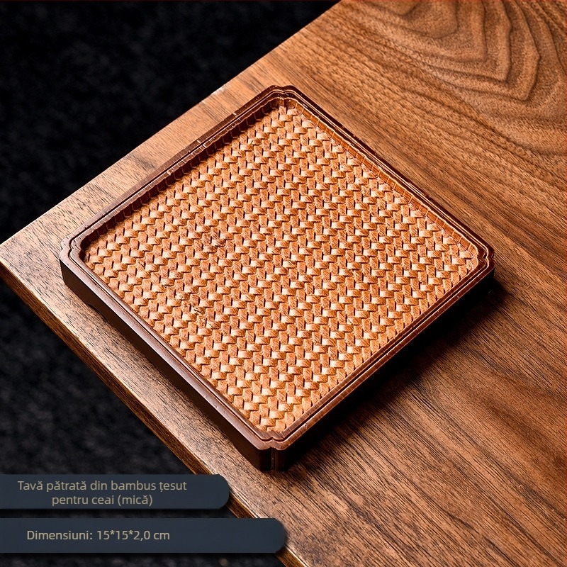 Suport rotund din bambus pentru ceainic – accesorii vintage de ceremonie a ceaiului, design pătrat, pentru casă și birou