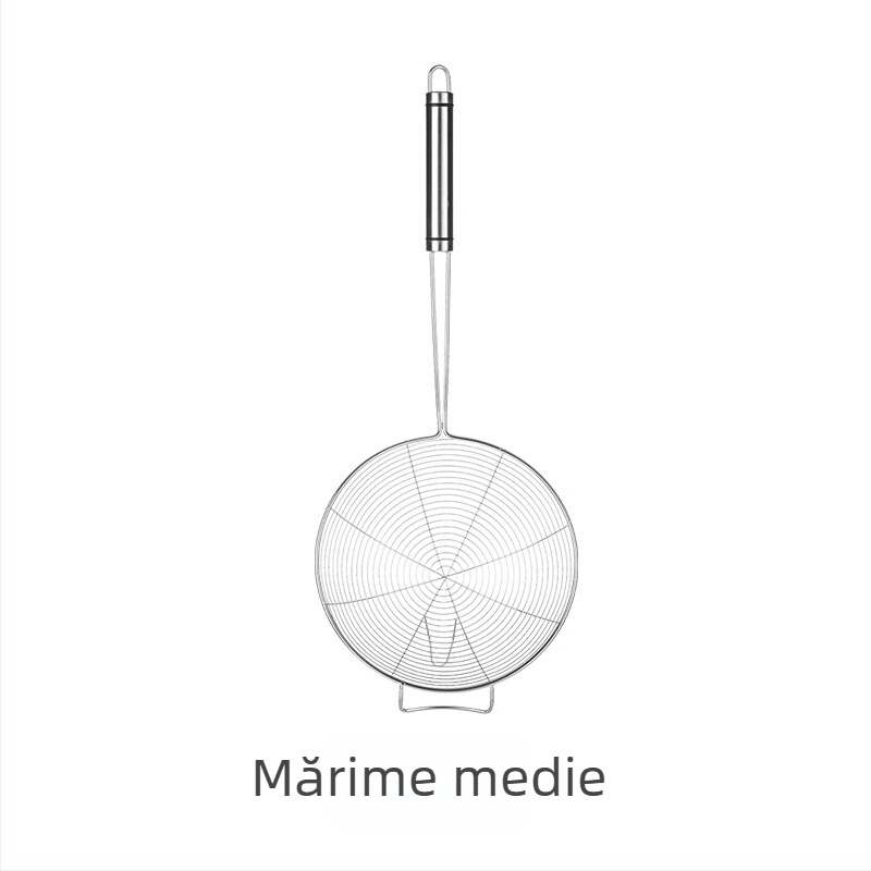 Strecurător din oțel inoxidabil, cu cârlig, mare – pentru oale, prăjire și tăiței