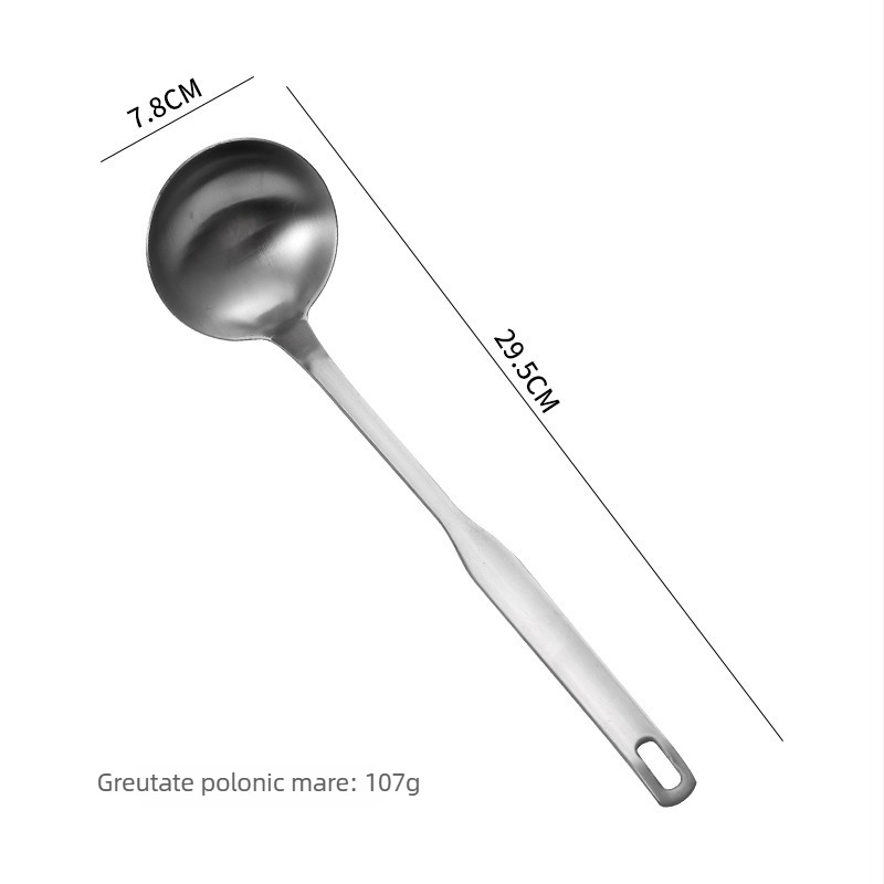 Lingură pentru oală din oțel inoxidabil, mâner lung, mare dimensiune, rezistentă la temperaturi înalte, protecție împotriva arsurilor.