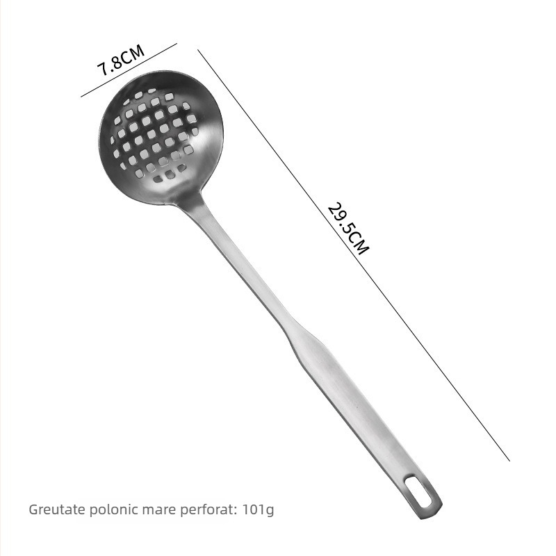 Lingură pentru oală din oțel inoxidabil, mâner lung, mare dimensiune, rezistentă la temperaturi înalte, protecție împotriva arsurilor.