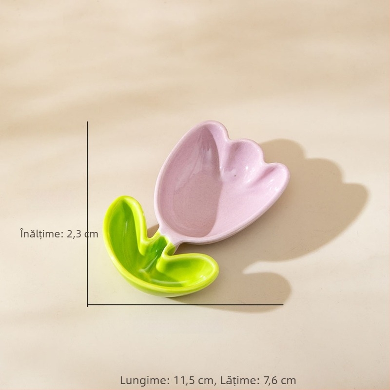 Farfurioare ceramice în formă de lalea – pentru deserturi și gustări, farfurioare pentru ceai, veselă de masă