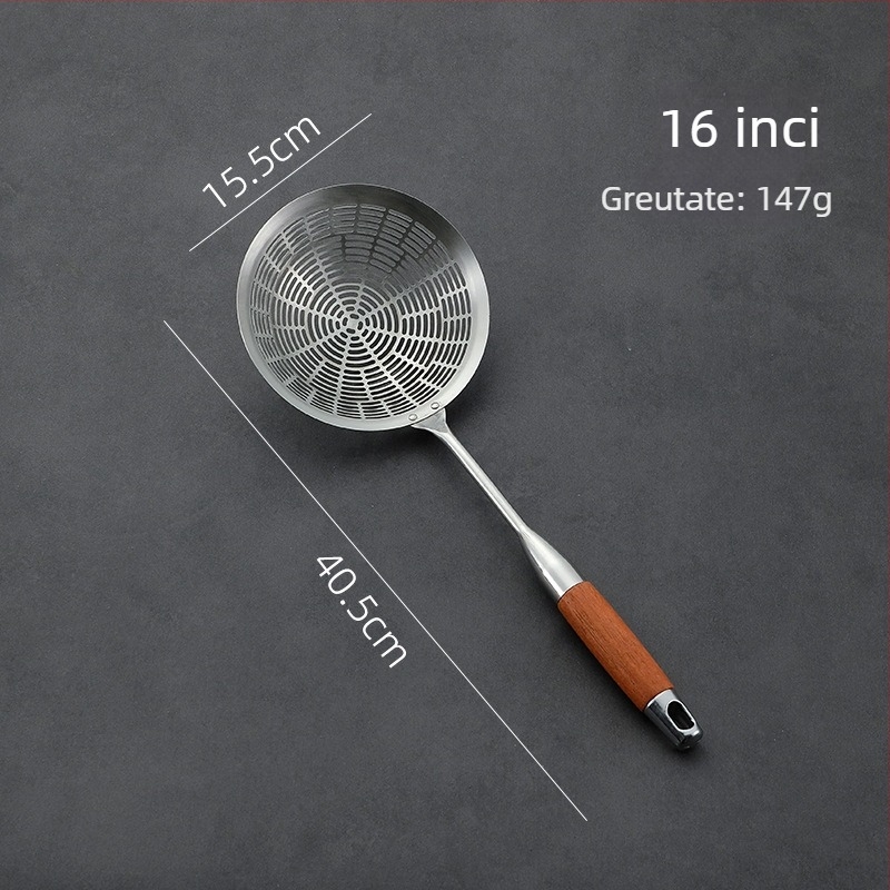 Colander pentru bucătărie de casă, cu cârlig la capăt, oțel inoxidabil 304, sită filtrantă