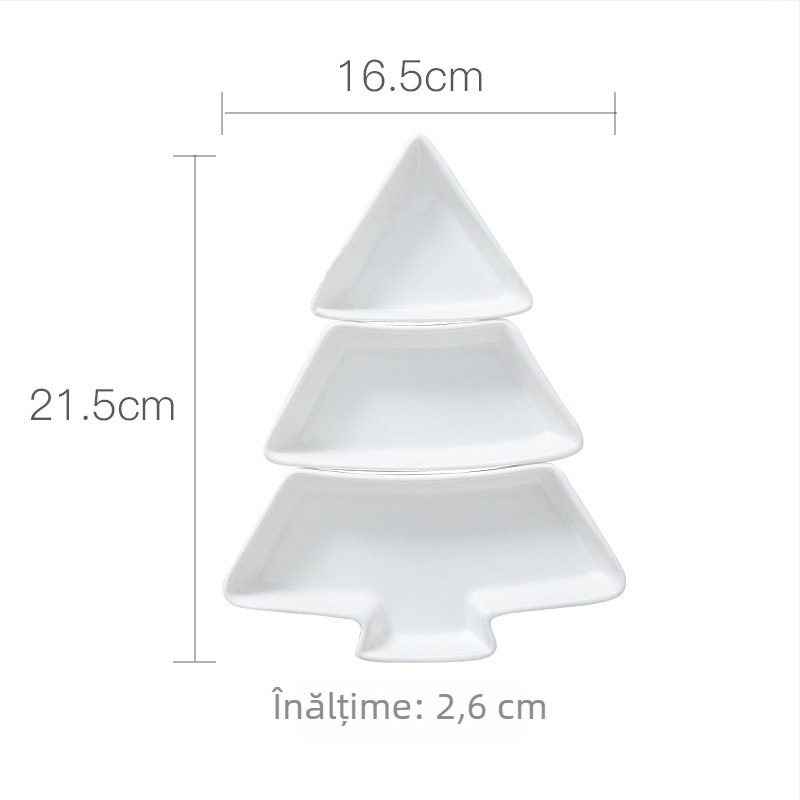 Platou ceramic în stil nordic cu design brad de Crăciun pentru gustări, deserturi și sosuri, formă neregulată