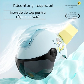 Cască pentru copii pentru vehicule electrice, certificat 3C, standard național, ABS plastic, cască de tip half-face pentru băieți și fete, protecție solară de vară