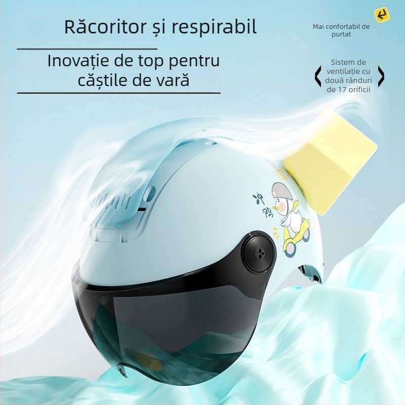 Cască pentru copii pentru vehicule electrice, certificat 3C, standard național, ABS plastic, cască de tip half-face pentru băieți și fete, protecție solară de vară