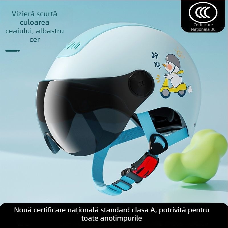 Cască pentru copii pentru vehicule electrice, certificat 3C, standard național, ABS plastic, cască de tip half-face pentru băieți și fete, protecție solară de vară