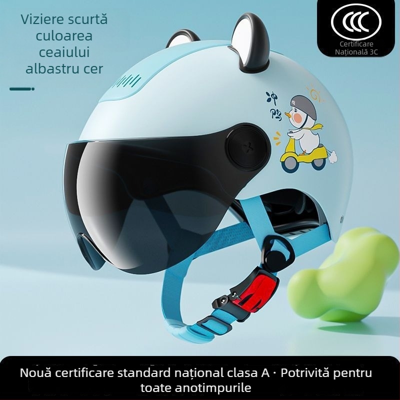 Cască pentru copii pentru vehicule electrice, certificat 3C, standard național, ABS plastic, cască de tip half-face pentru băieți și fete, protecție solară de vară