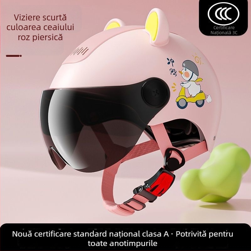Cască pentru copii pentru vehicule electrice, certificat 3C, standard național, ABS plastic, cască de tip half-face pentru băieți și fete, protecție solară de vară