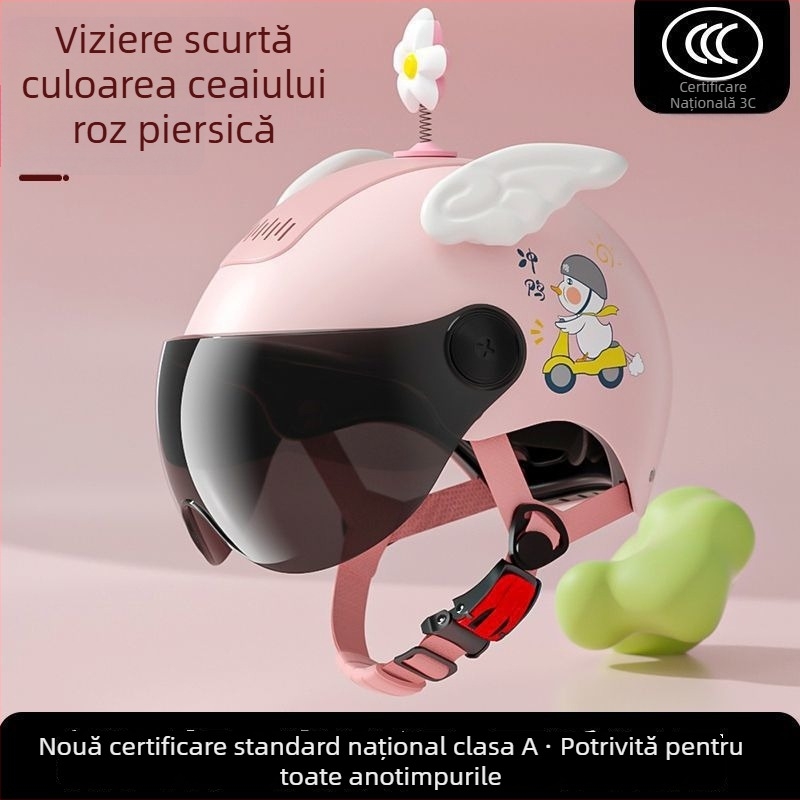 Cască pentru copii pentru vehicule electrice, certificat 3C, standard național, ABS plastic, cască de tip half-face pentru băieți și fete, protecție solară de vară