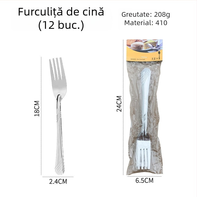 Set tacâmuri din oțel inoxidabil pentru casă și hotel – cuțit pentru steak, furculiță și linguri (ceai, cafea și desert)