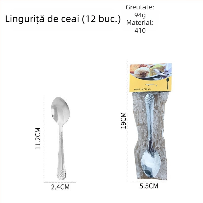 Set tacâmuri din oțel inoxidabil pentru casă și hotel – cuțit pentru steak, furculiță și linguri (ceai, cafea și desert)