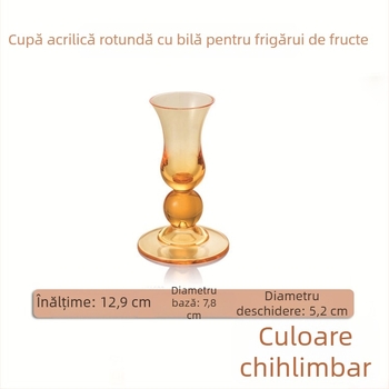 Pahar acrilic pentru fructe cu suport colorat pentru furculițe de fructe și cupe pentru scobitori