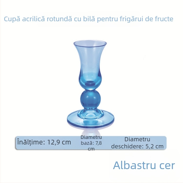 Pahar acrilic pentru fructe cu suport colorat pentru furculițe de fructe și cupe pentru scobitori