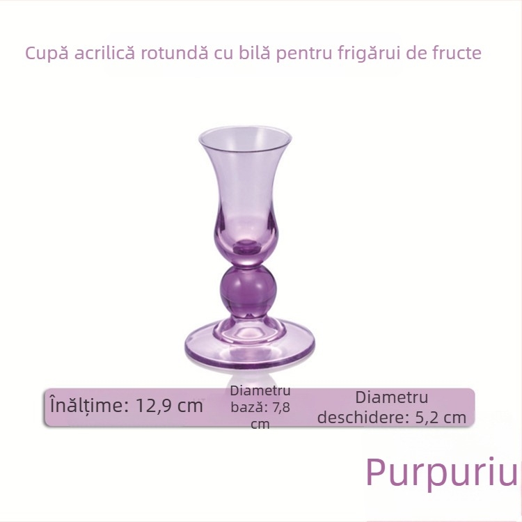 Pahar acrilic pentru fructe cu suport colorat pentru furculițe de fructe și cupe pentru scobitori