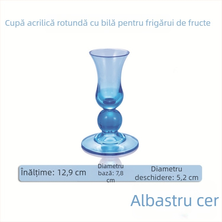 Pahar acrilic pentru fructe cu suport colorat pentru furculițe de fructe și cupe pentru scobitori