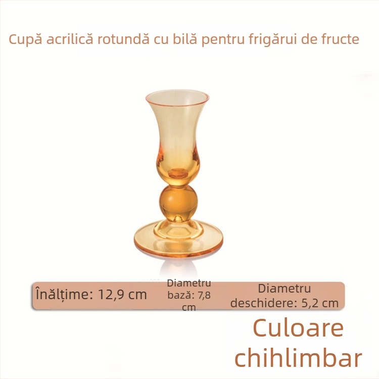 Pahar acrilic pentru fructe cu suport colorat pentru furculițe de fructe și cupe pentru scobitori