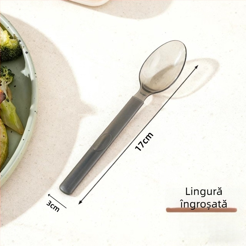 Lingurițe din plastic de unică folosință, cu mâner lung, ambalate individual, mai groase, pentru deserturi
