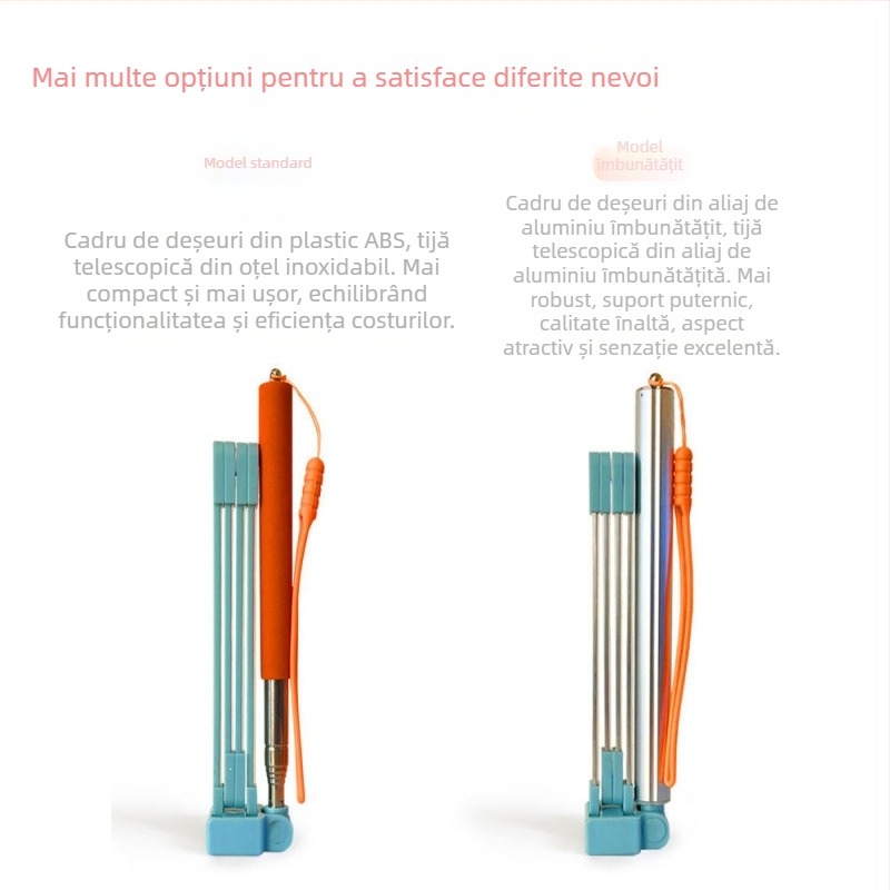 Lopată extensibilă pentru colectarea deșeurilor canine în timpul plimbărilor, cu suport pentru pungi