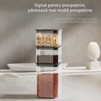 Set de recipiente din plastic etanșe – recipiente pătrate pentru bucătărie, gustări, condimente și cereale