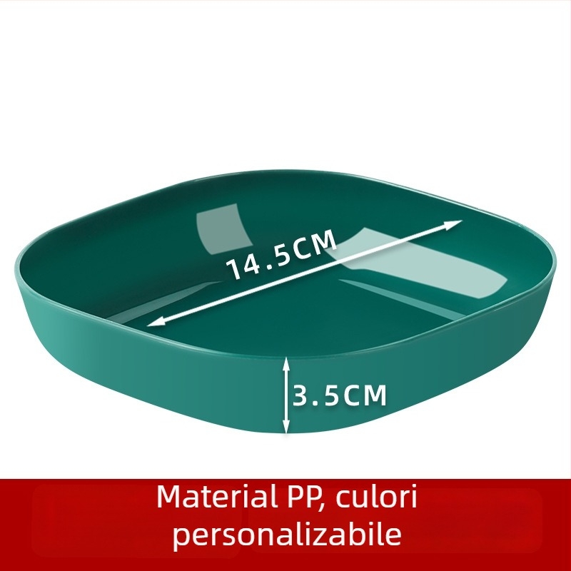 Farfurie pătrată din plastic pentru salate și gustări, diametrul 14–14,9 cm, compatibilă cu microundele