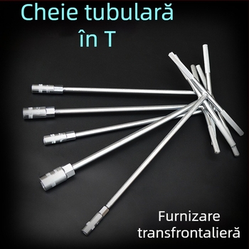 Cheie hexagonală externă cu mâner în formă de T, set cu elemente de soclu, dimensiuni 6/7/8/10/14/17 mm
