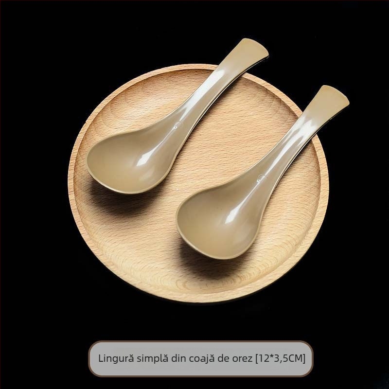 Lingură de unică folosință, stil chinezesc, îngroșată și mai mare, pentru comenzi la pachet și desert.