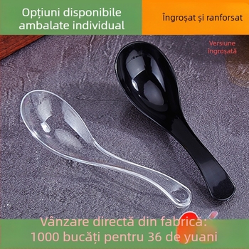 Linguri de plastic de unică folosință, ambalate individual, îngroșate, pentru comenzi la pachet; potrivite pentru supă, orez și desert.