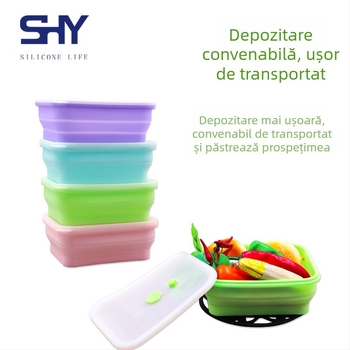 Cutie dreptunghiulară din silicon pentru păstrarea prospețimii, pentru frigider și bucătărie, compatibilă cu microundele, cu capac din silicon