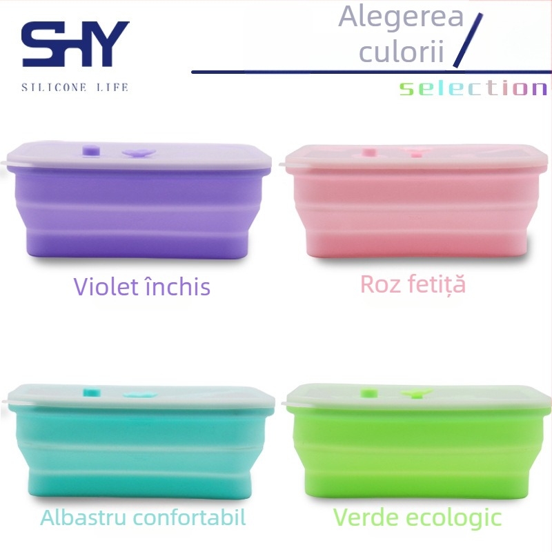 Cutie dreptunghiulară din silicon pentru păstrarea prospețimii, pentru frigider și bucătărie, compatibilă cu microundele, cu capac din silicon
