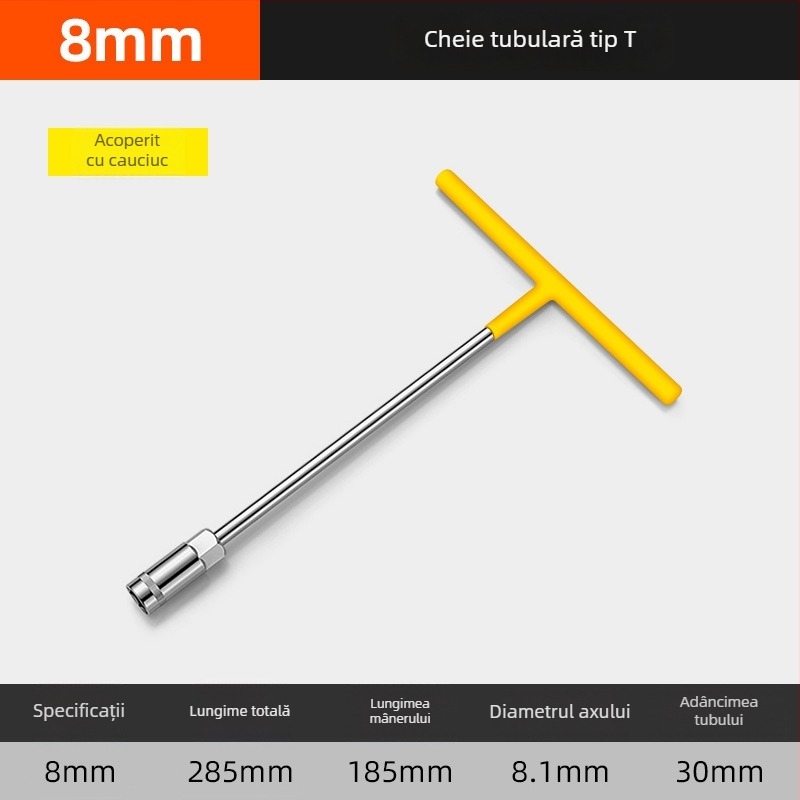 Set de chei cu soclu în formă de T pentru întreținerea autoturismelor și motocicletelor, tijă de extensie multifuncțională, cap hexagonal exterior 8–16 mm