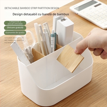 Cutie de depozitare pentru birou cu compartimente, din plastic, fără capac, 2L