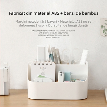 Cutie de depozitare pentru birou cu compartimente, din plastic, fără capac, 2L