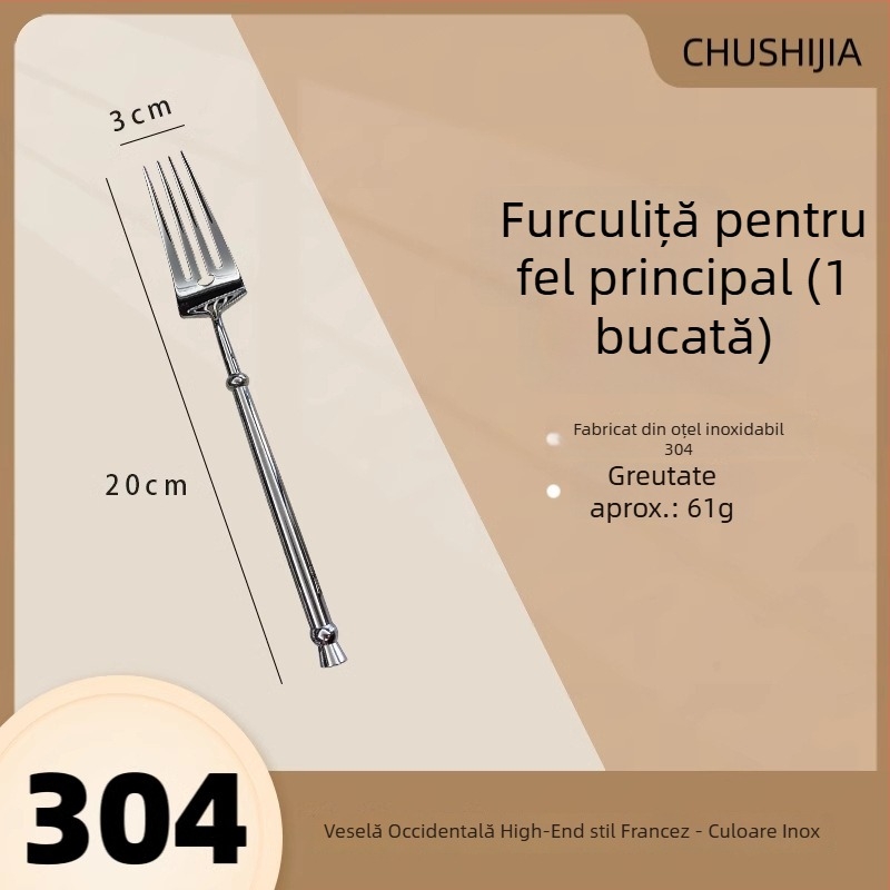 Set de tacâmuri occidentale din oțel inoxidabil 304, cuțit pentru friptură, furculiță, lingură și linguriță de desert