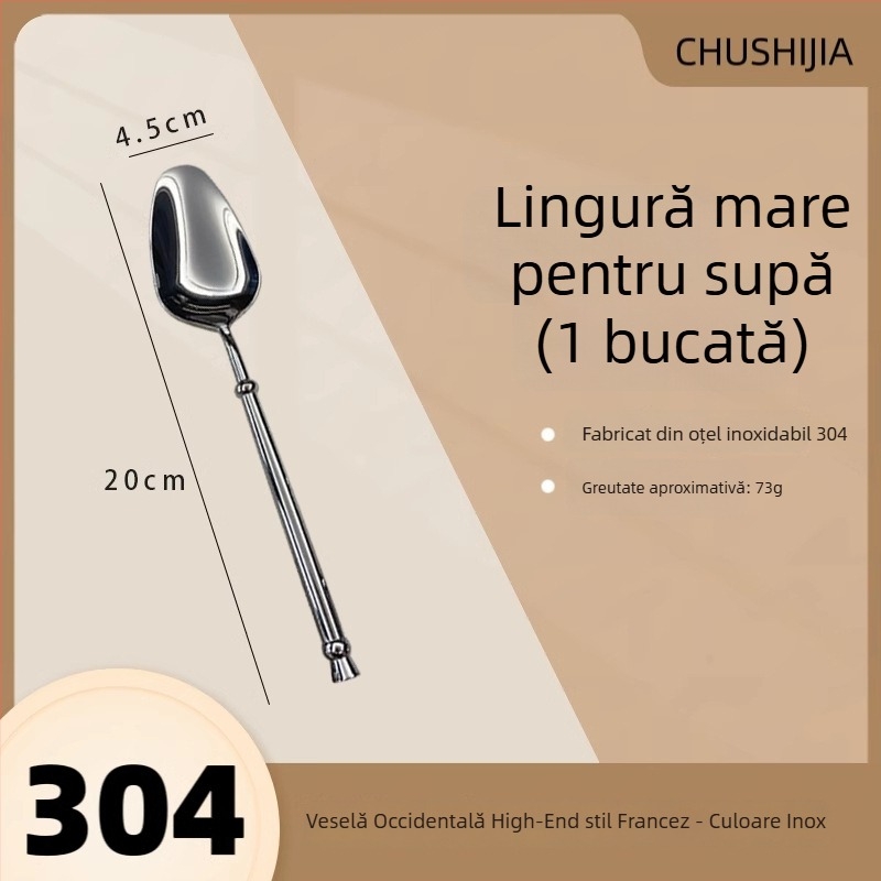Set de tacâmuri occidentale din oțel inoxidabil 304, cuțit pentru friptură, furculiță, lingură și linguriță de desert
