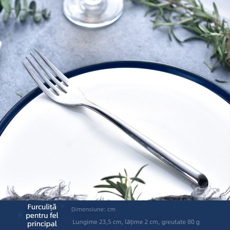 Set tacâmuri din oțel inoxidabil: cuțit pentru steak, furculițe, furculă pentru fructe, lingură de cafea și lingură de desert – design modern minimalist