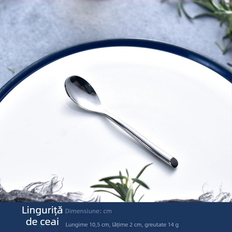 Set tacâmuri din oțel inoxidabil: cuțit pentru steak, furculițe, furculă pentru fructe, lingură de cafea și lingură de desert – design modern minimalist
